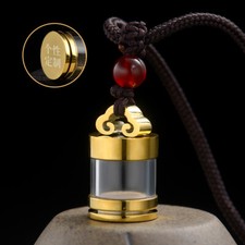 Titanium Steel Sealed Bottle Transparent Waterproof Pill Box Necklace Pendant