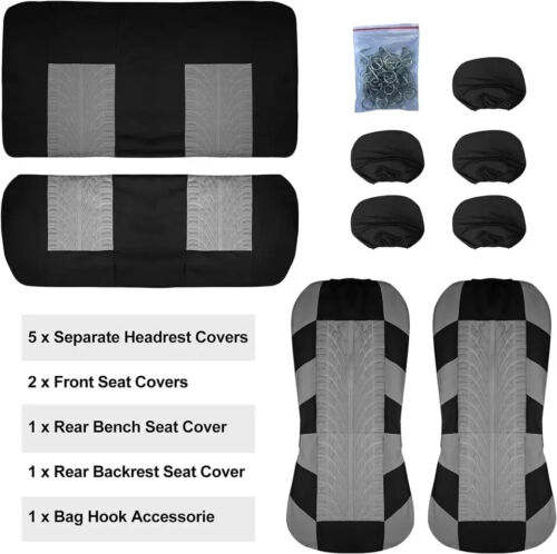 Universal Auto Car Seat Covers Full Set Anti Slip Seat Cover Protector Black AU - Picture 5 of 15