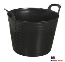 3 x BLACK 42L 42 Litre Large Flexi Tub Garden Flexible Storage Builders Bucket
