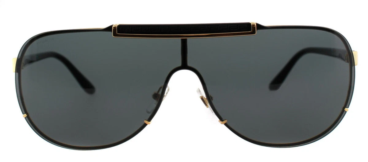 New Versace VE 2140 100287 Gold And Black Metal Sunglasses Grey