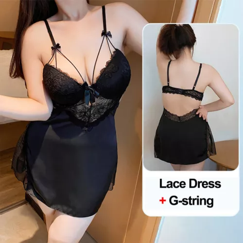 Dessous-Speghetti-Nachtwäsche-Sexy-Damen-Schlafanzug-Spitze-Babydoll-Nachtwäsche M-2XL - Bild 46 von 65