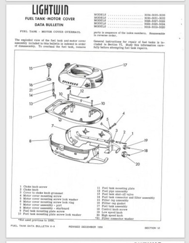 1962 Evinrude Lightwin 3 HP 3042 3043 Data Bulletin BU_3042_62 - Bild 2 von 3