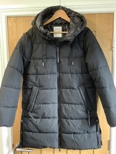 Esprit Ladies Black Quilted Jacket Coat With A Hood Size M