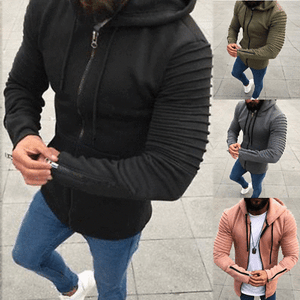 pleated hoodie jacket