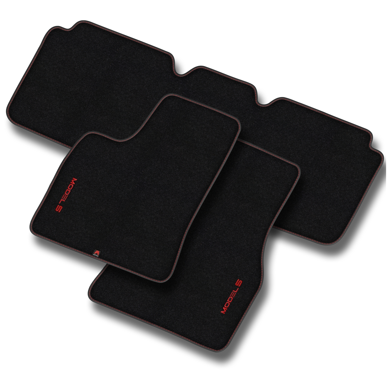 Tapis de sol en velours rouge et noir pour Tesla Model S berline sportive