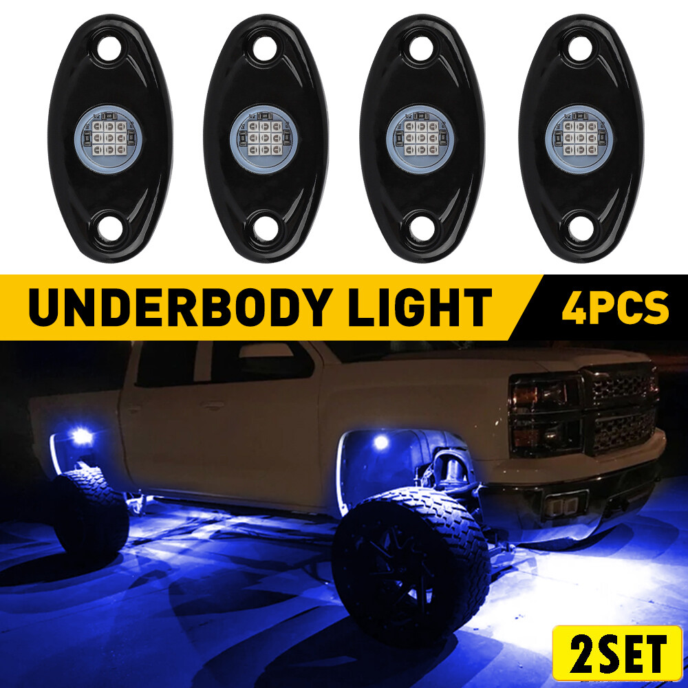 2set Blue LED Rock Lights For Jeep Off-Road Truck UTV ATV 4Pods Underbody Wheel