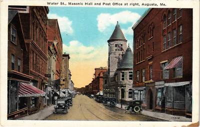 PC FREEMASONRY, MASONIC TEMPLE, AUGUSTA, ME, Vintage Postcard (b57036)