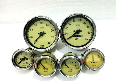 #ad Smiths Replica Kit Elec CH Temp Oil PSIFuel Amp SpeedoTacho100 mm Cream ME $32.60