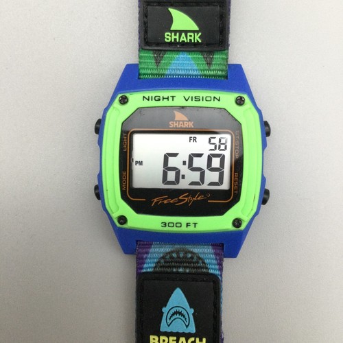 Freestyle Shark Watch Men 39mm Digital Blue Green Backlight Nylon New Battery - Picture 7 of 15
