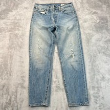 Levis White Oak Cone Denim Selvedge Jeans Womens 28 X 27 Blue Distressed Button