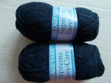 Village Yarn Supreme Easy Care soft yarn, Navy, lot of 2 123 yds ea