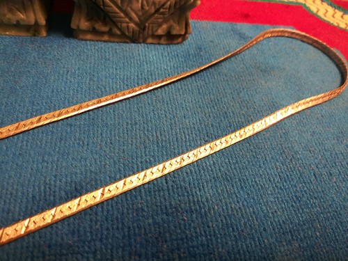 Vintage Solid Sterling Silver 925 Herringbone Necklace Chain Italy * 20" * - Picture 3 of 3