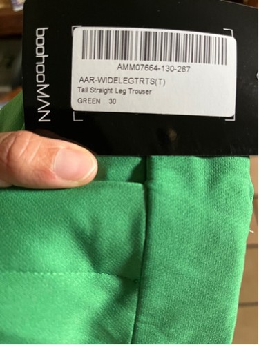 NWT BoohooMAN tall straight leg bright lime green polyester blend Pants Size 30 - Picture 8 of 10