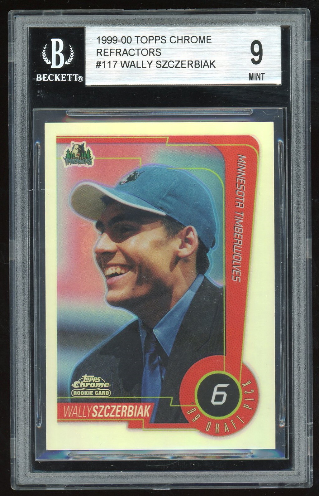 WALLY SZCZERBIAK 1999-00 TOPPS CHROME #117 REFRACTOR ROOKIE CARD BGS 9.0 MINT