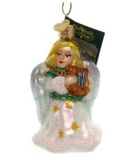 Old World Christmas White Angel With Lyre Glass Ornament 10157 NEW NO OWC BOX