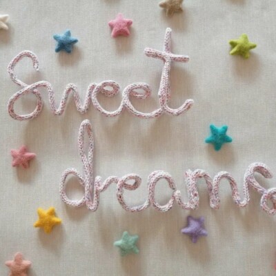 Sweet Dreams Strickwort, Französisch Stricken, Kinderzimmer Worte Aufkleber, Schlafzimmer Deko