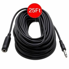 25Ft Mono 1/4" 6.35mm Male to Female Extension Mic Guitar PA DJ Instrument Cable