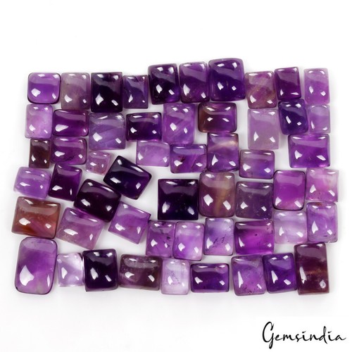 54 Pcs Natural Purple Amethyst 5-13mm Square Cabochon Untreated Loose Gemstones - Picture 3 of 5
