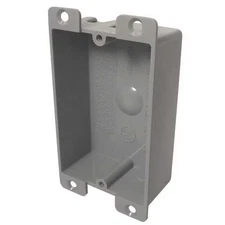 Cantex Electrical Box, 8 cu in, Square Box Type, 1 Gang, PVC, Rectangular Shape