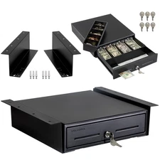 13" Electronic Cash Register Drawer with Under Counter Mounting Metal Bracket...