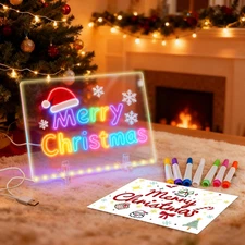 LED Note Board with Colors, 11.8"X7.9" Led Drawing Board for Kids, Acrylic Dry E