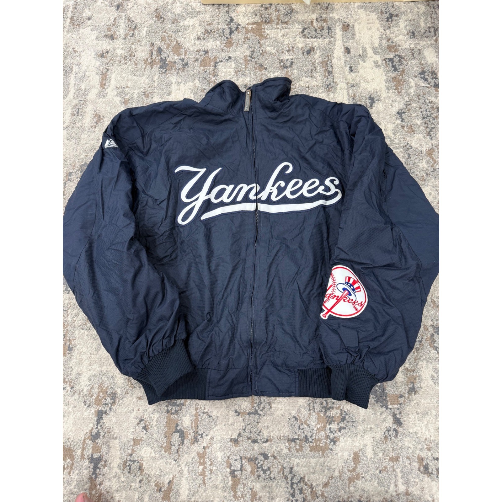 Majestic New York Yankees Full Zip Dugout Jacket Navy Blue Mens XL AJ700 MLB