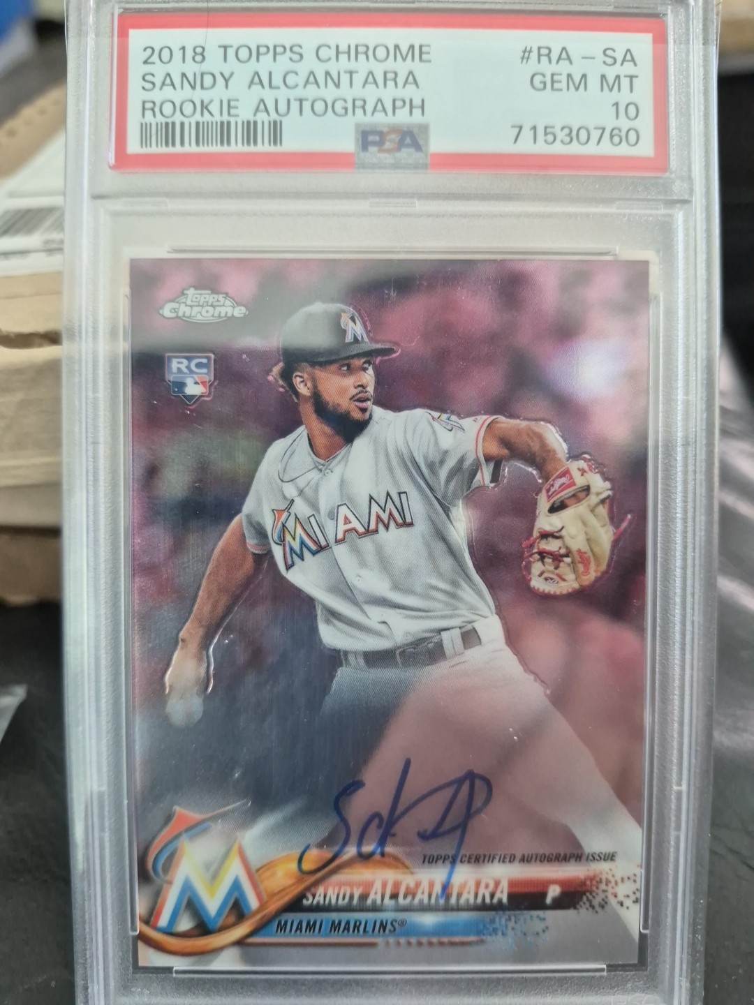 2018 Topps Chrome Sandy Alcantara RC Auto #RA-SA PSA 10 Cy Young  Miami Marlins.