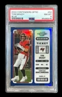 2022 panini contenders optic #54 tom brady; blue 61/99 ticket holo prizm PSA 8