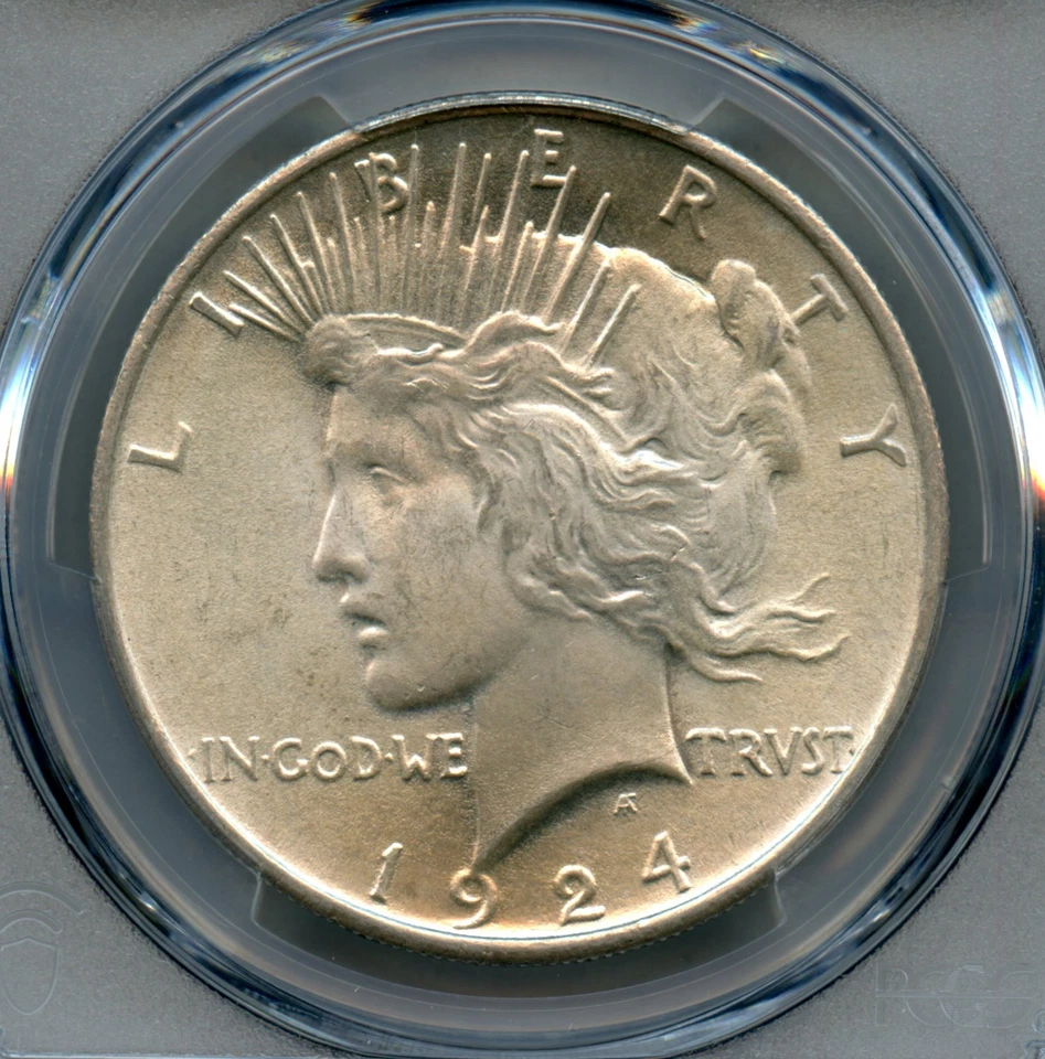 1924 Peace Silver Dollar PCGS MS 65 - Image 3 of 4