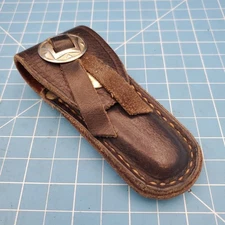 VTG Handmade Folding Blade Knife Sheath Brown Leather Belt Pouch Concho 4.5x3.75