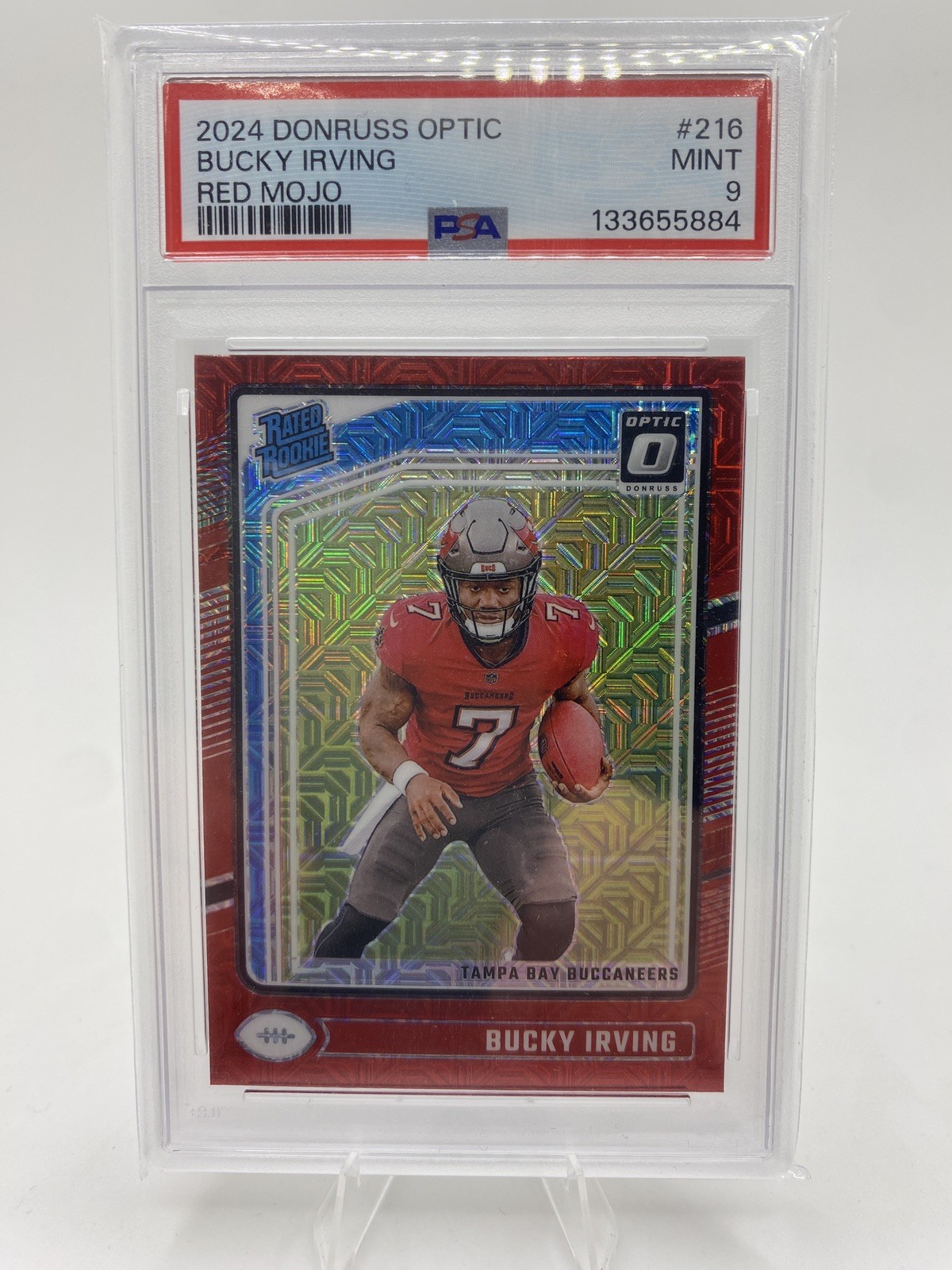 2024 Donruss Optic Bucky Irving Red Mojo Rated Rookie #216 Buccaneers PSA 9