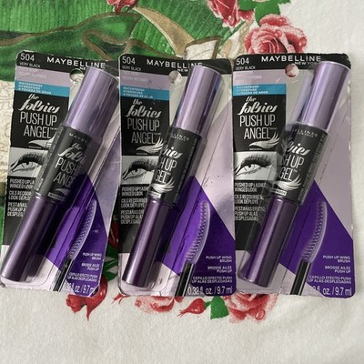 3~Maybelline 504 Very Black The Falsies Push Up Angel Waterproof Mascara Retired