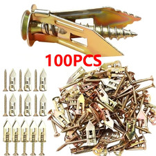 100 X Self Drilling-Drywall Anchors with Screws Hollow Wall Anchor Expansion Kit