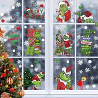 Weihnachtsaufkleber Grinch Fensteraufkleber Doppelseitig Schneeflocken Aufkleber