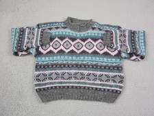Vintage Christopher Banks Sweater Womens Medium Gray Fair Isle Mohair 80s