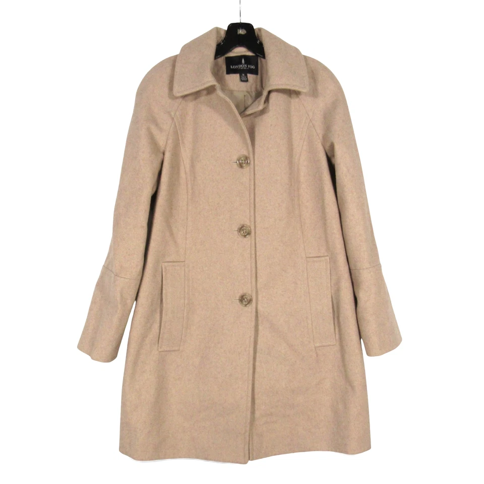 LONDON FOG Lined WOOL BLEND Scarf BUTTON-UP 2-Pockets COAT JACKET Sz M - Image 2 of 4