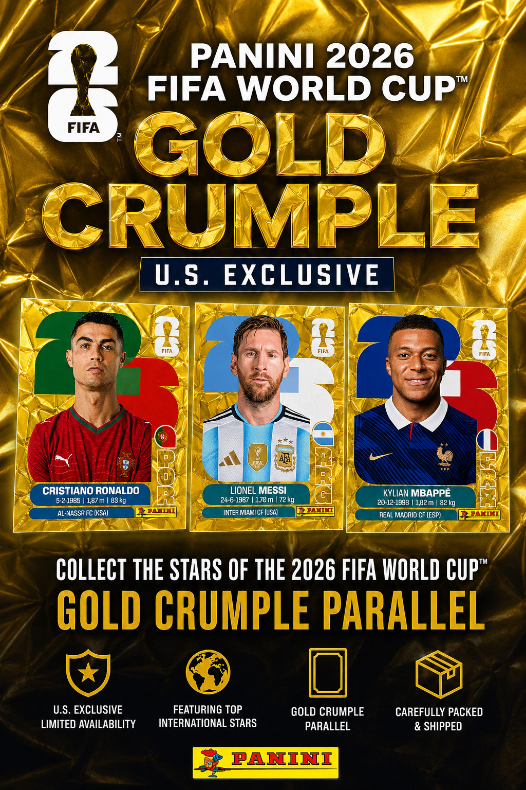 Panini World Cup 2026 Gold Crumple Sticker FIFA
