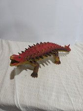 Vintage ANKYLOSAURUS UKRD Dinosaur Toy Action Figure Red Yellow 13  