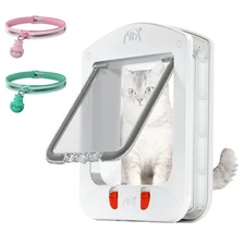 Cat Door with Collar Sensor, Pet Door with Magnetic Keys and 2 Sensor Keys, 4...