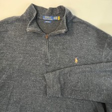 Polo Ralph Lauren Mens Estate Rib 1/4 Zip Pullover Sweater 2XLT Gray Preppy