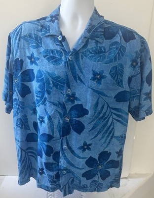 Jams World Blue Lanikai Floral Hawaiian Shirt Mens M Rayon Aloha Made In Hawaii