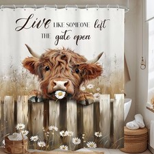 Highland Cow Shower Curtain 60Wx72H Inch 60"W x 72"L Pack of 1 Funny Cow2