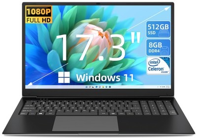 SGIN 17,3 Zoll Laptop 8GB RAM 512GB SSD mit Intel Dual-Core (bis zu 2,8Ghz)