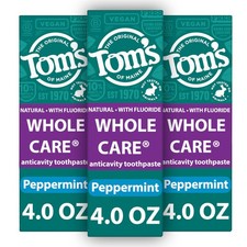 Tom's of Maine Whole Care Natural Toothpaste with 4 Ounce Pack 3 