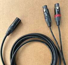 1 to 25'FT Mogami 2534 Neutrik XLR-male to 2-XLR Female L-R Star Quad Cable