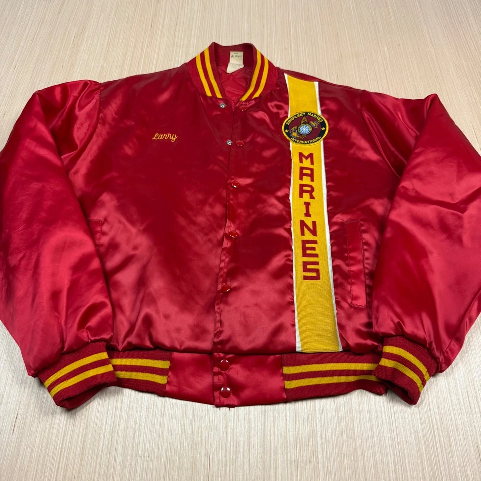 Chaqueta de bombardero satinada vintage de los 80 de los Marines de Estados Unidos Soffe Pittsburgh Starfleet XL 310 de Estados Unidos Foto 2 de 4
