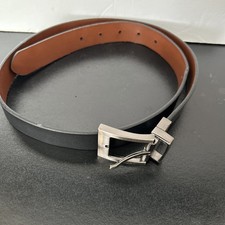 Leather Mens Belt 1" Reversible Sz L 36" Gunmetal Buckle