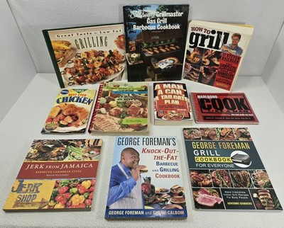 Lot Of 10 Vintage Cookbooks On Grilling, Tailgating, Meats, BBQ Grillmaster 