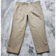 Dockers Pants Mens Size W40 L30 Tan Classic Fit Pleated Straight Stretch Cotton