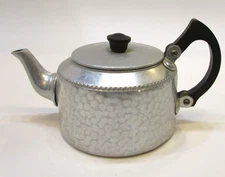 Antique 1930's Sona Ware England J195 Individual Small Hammered Aluminum Teapot